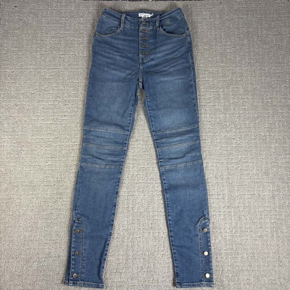 GOOD AMERICAN Slim Moto Pant Indigo760 Button Fly High Rise Women Jeans Size 6